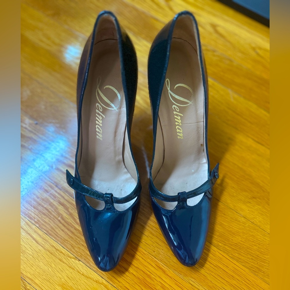 Delman Patent Leather Deep Blue Heels